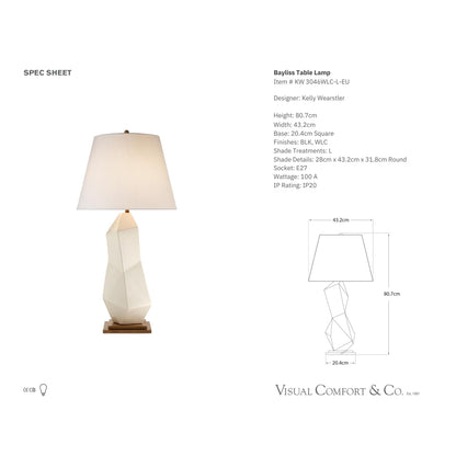 Kelly Wearstler Bayliss Art Table Lamp - White Table Lamp Bloomingdales Lighting   