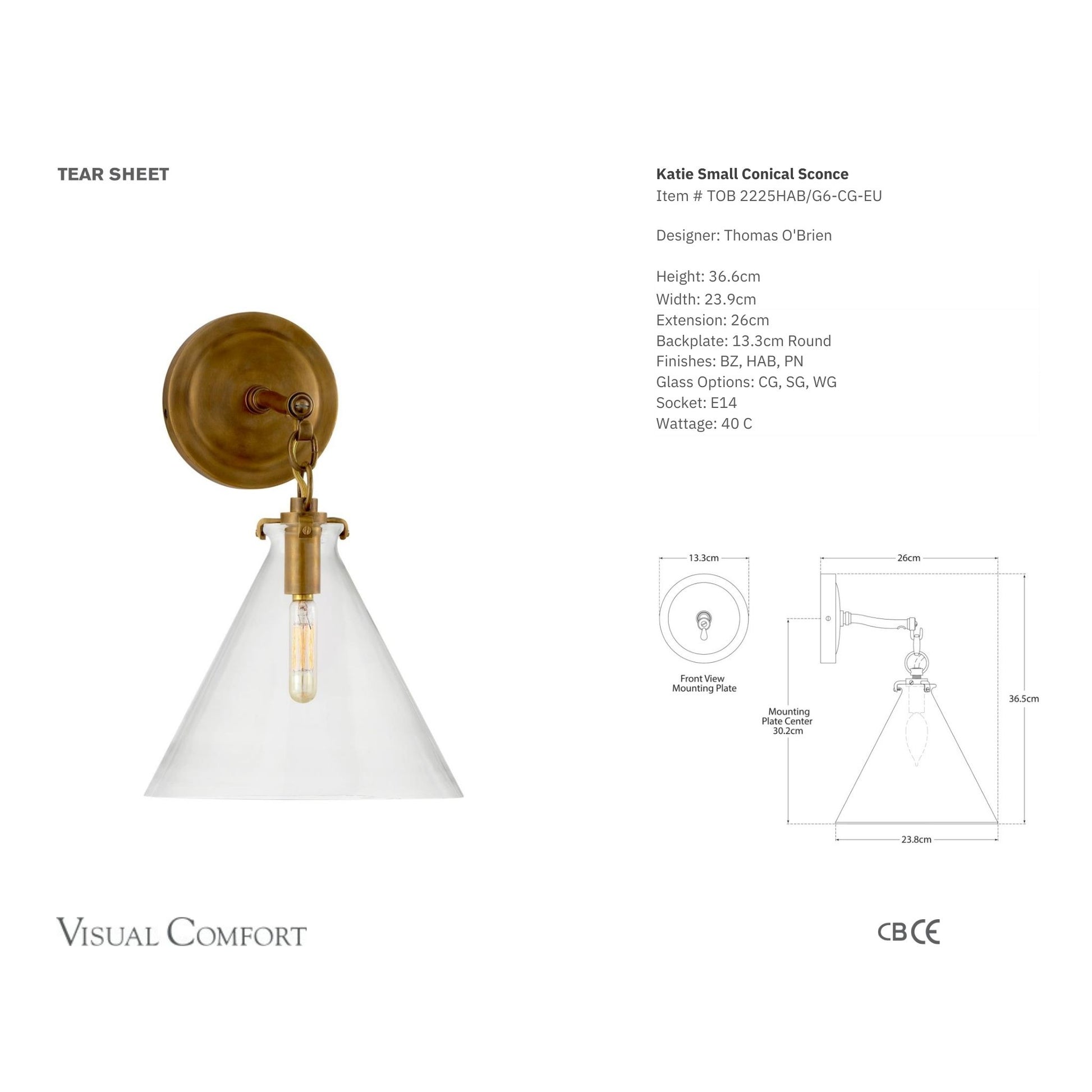 Thomas O'Brien Katie Small Conical Wall Sconce - Brass Wall Light Bloomingdales Lighting   