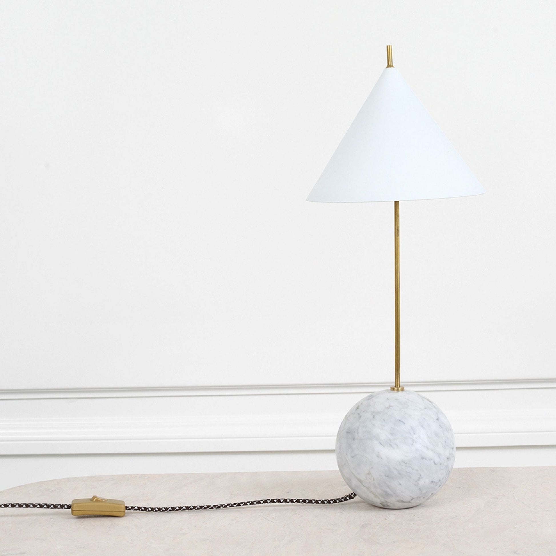 Kelly Wearstler Cleo Orb Metal Table Lamp - Brass and White Table Lamp Bloomingdales Lighting   