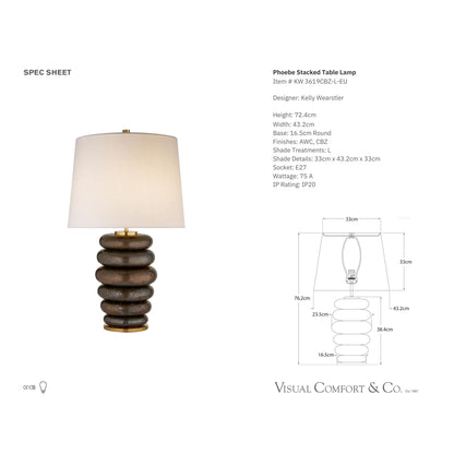 Kelly Wearstler Phoebe Stacked Linen Table Lamp - Bronze Table Lamp Bloomingdales Lighting   