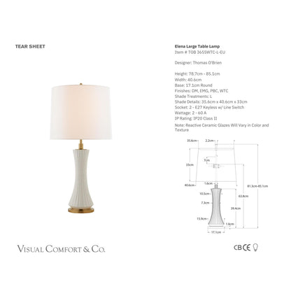 Thomas O'Brien Elena Large Ceramic Table Lamp - White Table Lamp Bloomingdales Lighting   