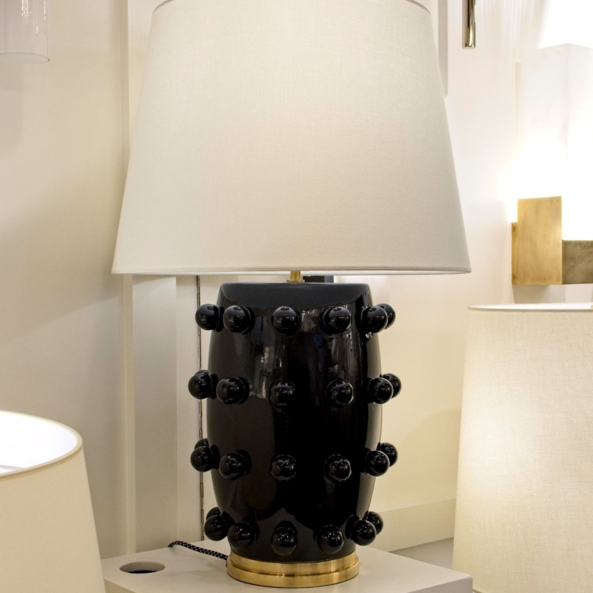 Kelly Wearstler Linden Sculpted Medium Table Lamp - Black Table Lamp Bloomingdales Lighting   