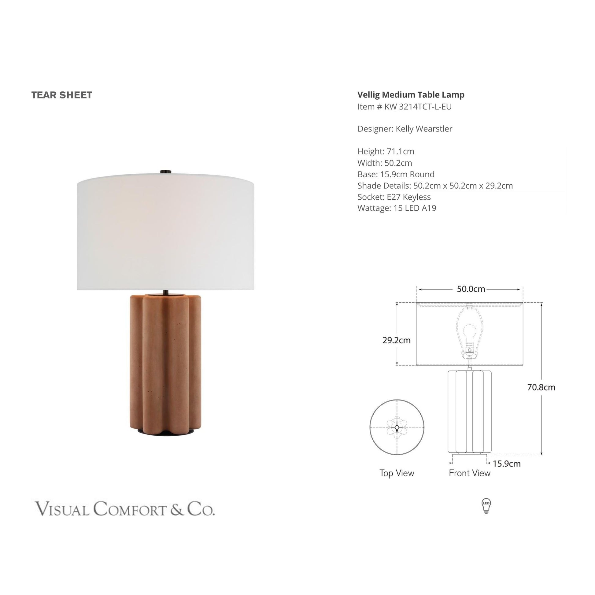 Kelly Wearstler Vellig Medium Linen Table Lamp - Terracotta Table Lamp Bloomingdales Lighting   