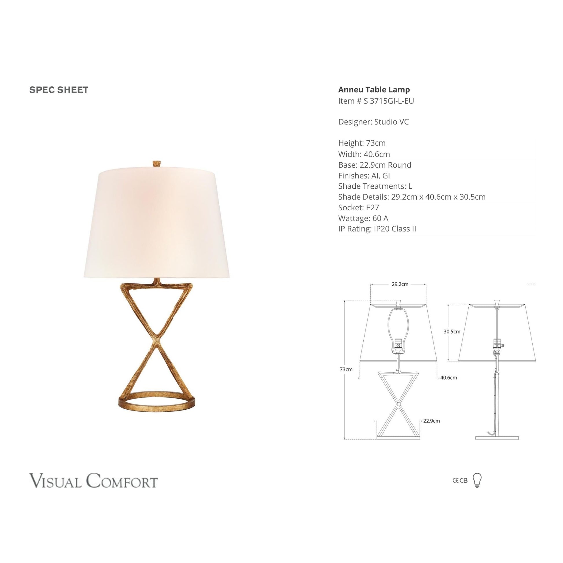 Studio VC Anneu Linen Table Lamp - Gilded Iron Table Lamp Bloomingdales Lighting   