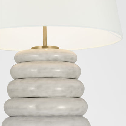 Kelly Wearstler Phoebe Extra Large Stacked Linen Table Lamp - Antique White Table Lamp Bloomingdales Lighting   