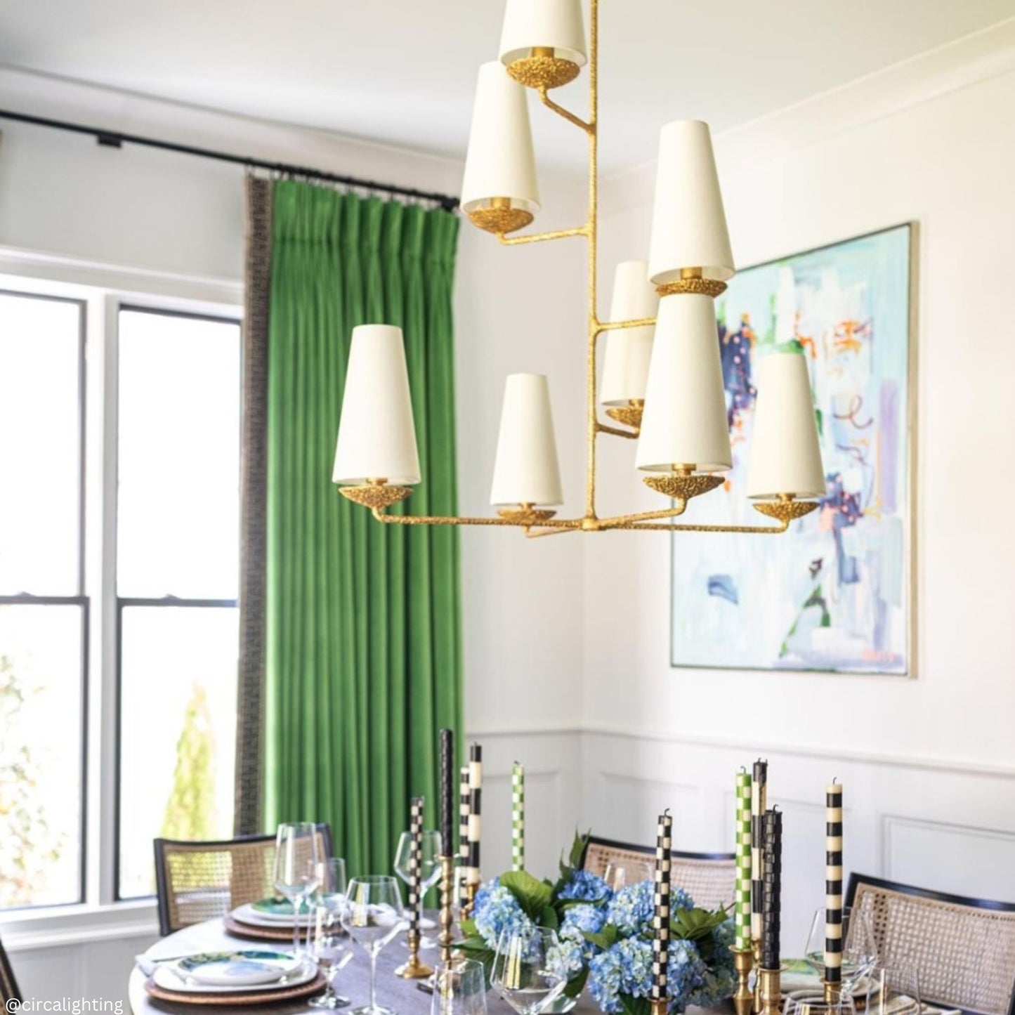 AERIN Fontaine Vertical Chandelier - Gilded Plaster Pendant Light Bloomingdales Lighting   