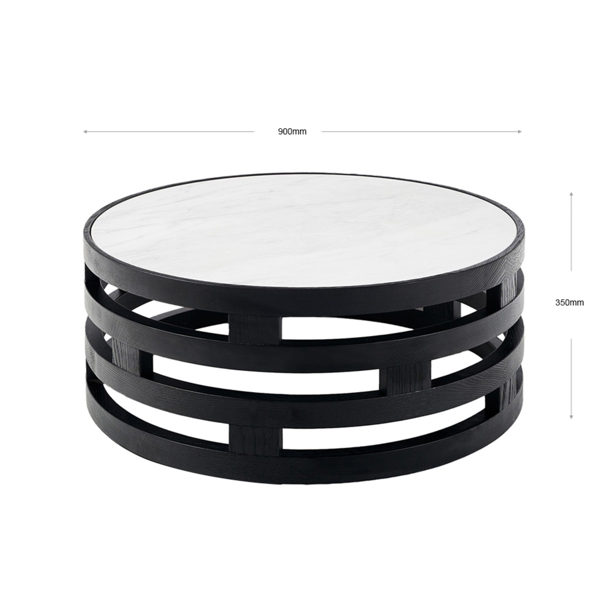 Polix Round White Marble Coffee Table - Black Coffee Table M+Co Living