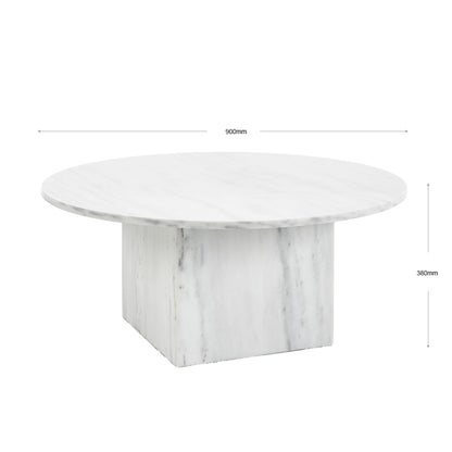 Vixen Round Carrara Marble Coffee Table - White Coffee Table M+Co Living