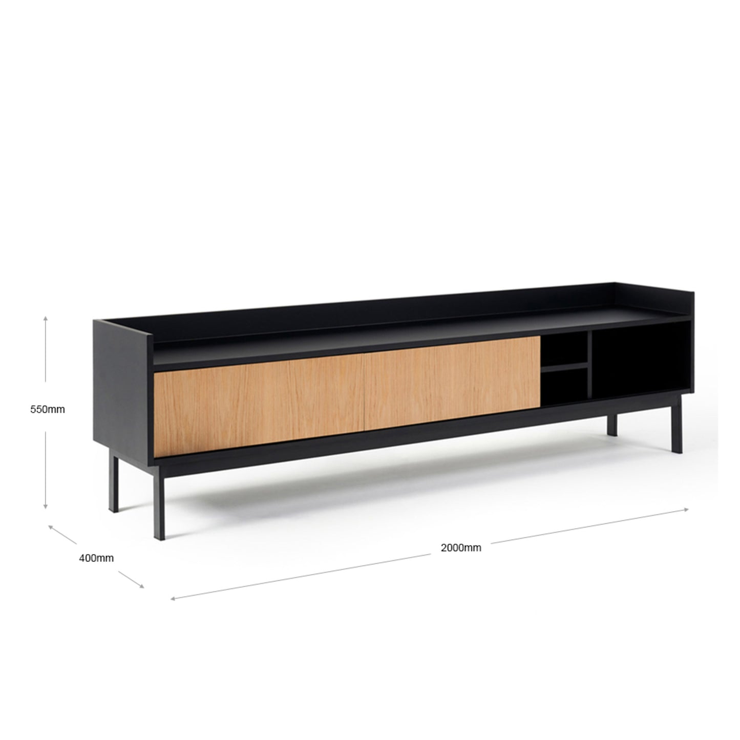 Franko Fjord Oak TV Entertainment Unit - Black Entertainment Unit M+Co Living