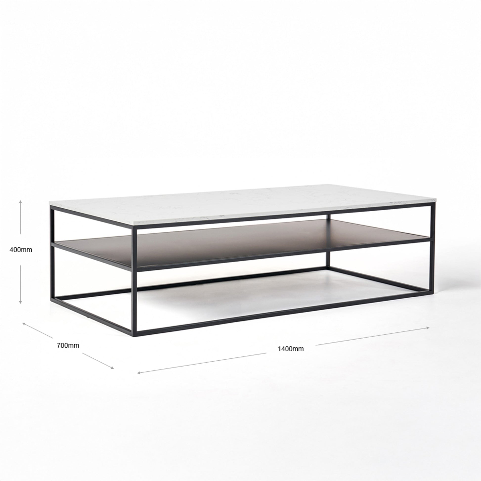 Lexicon Rectangle White Marble Coffee Table - White & Black Coffee Table M+Co Living