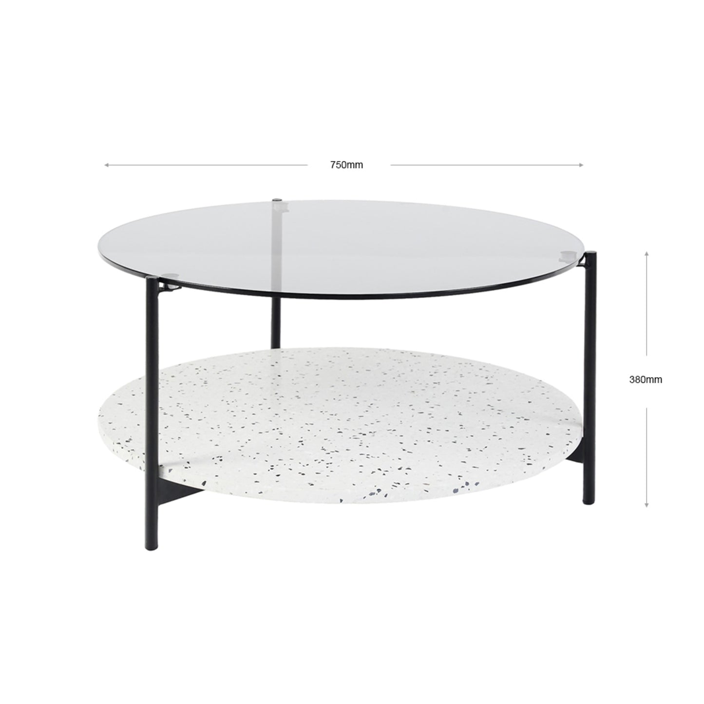 Maddox Round Terrazzo Glass Coffee Table - Black & White Coffee Table M+Co Living