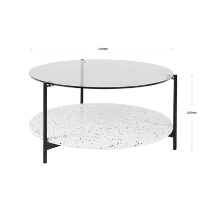 Maddox Round Terrazzo Glass Coffee Table - Black & White Coffee Table M+Co Living