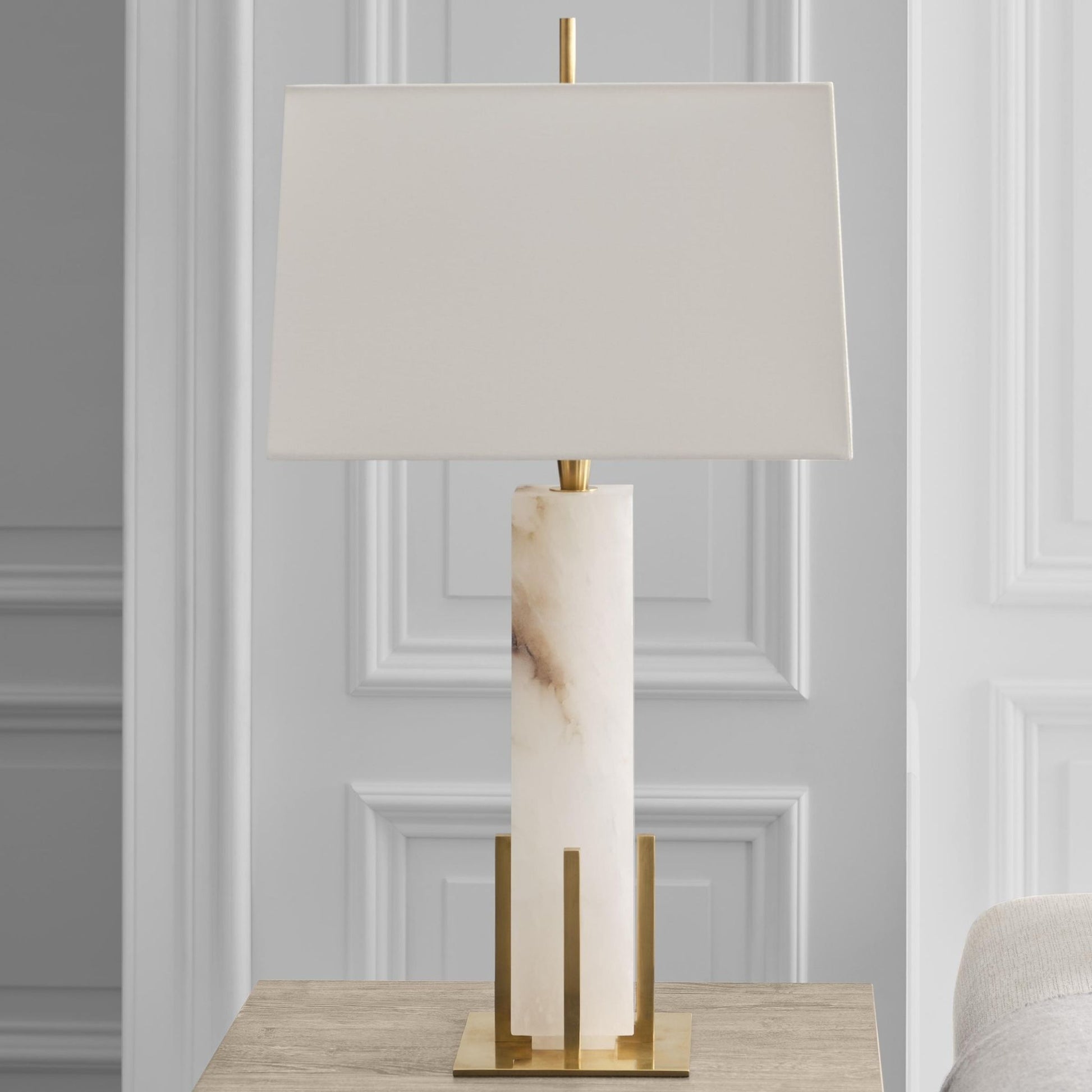 Thomas O'Brien Gironde Large Alabaster Table Lamp - Brass Table Lamp Bloomingdales Lighting   