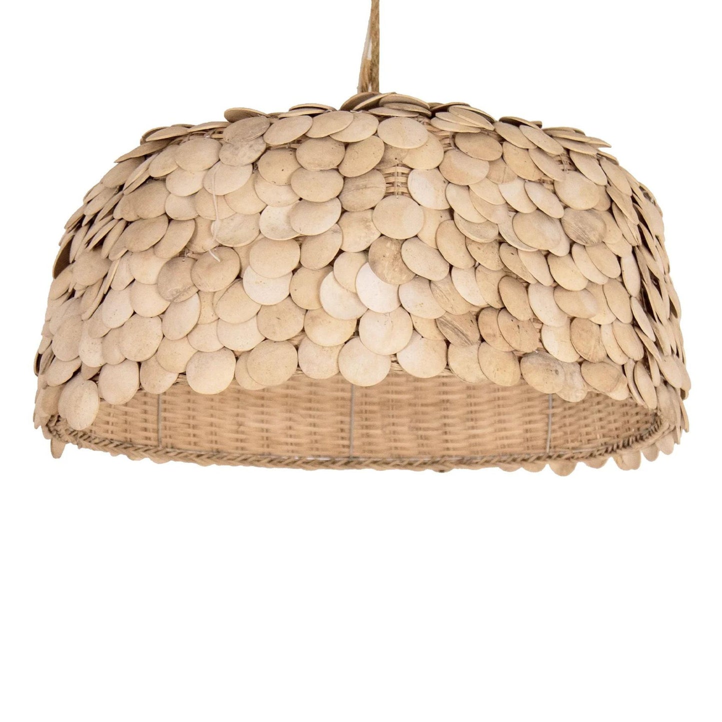 Senna Large Coconut Dome Disc Pendant Light Pendant Light Bisque Interiors   