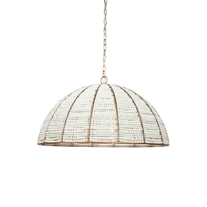 Sierra White & Gold Beaded Dome Pendant Light Pendant Light Cafe Lighting Single Light  