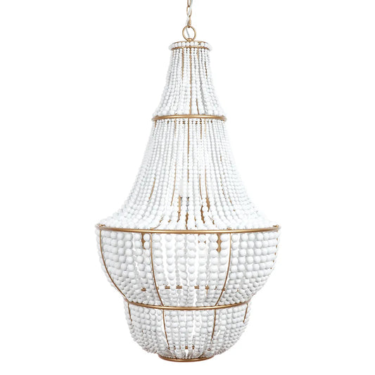 Sierra White & Gold 6 Light Beaded Chandelier Pendant Light Cafe Lighting 6 Light  