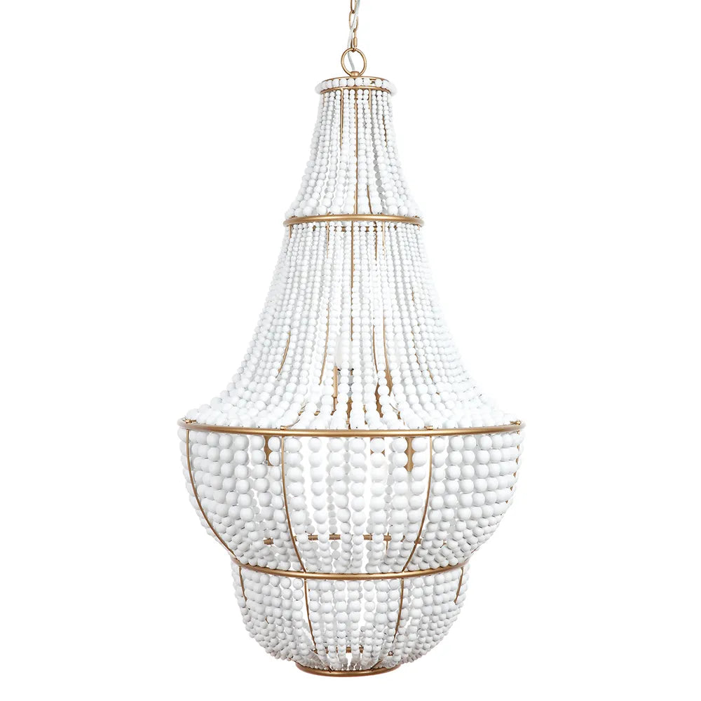 Sierra White & Gold Beaded Dome Pendant Light Pendant Light Cafe Lighting 6 Light  