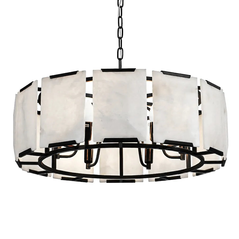 Florence Brass Alabaster Pendant Light Pendant Light Cafe Lighting Black Round 