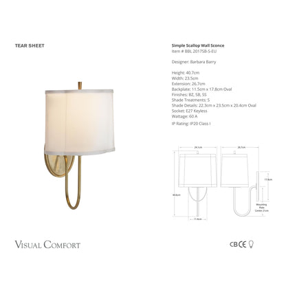 Barbara Barry Simple Silk Scallop Wall Sconce - Soft Brass Wall Light Bloomingdales Lighting   