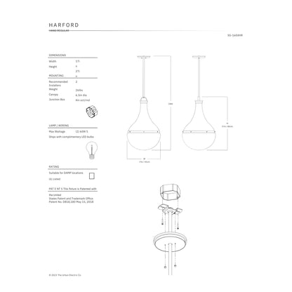 Urban Electric Co. Harford Blue Heron & Polished Nickel Hang Pendant Light Pendant Light Bloomingdales Lighting