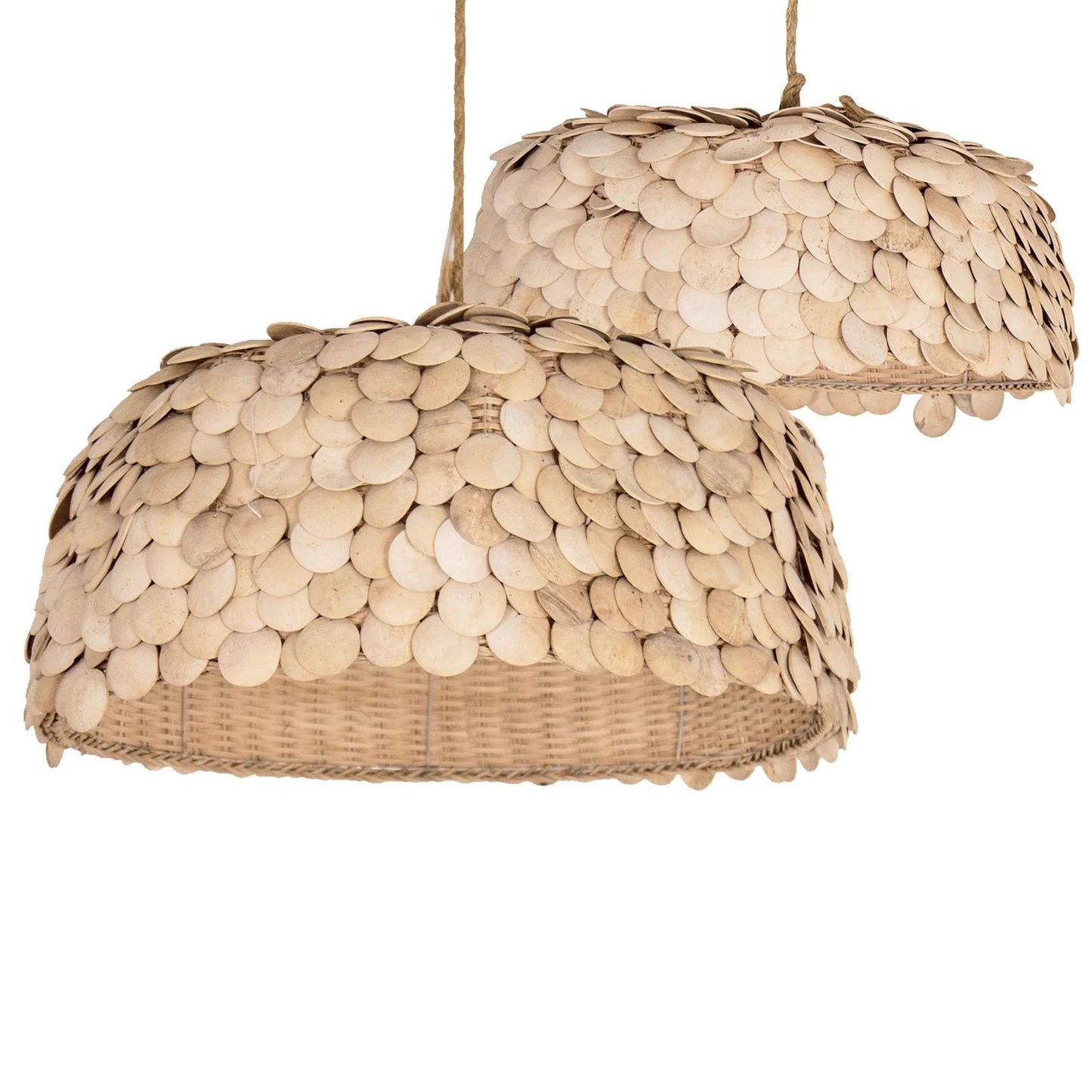 Senna Large Coconut Dome Disc Pendant Light Pendant Light Bisque Interiors   