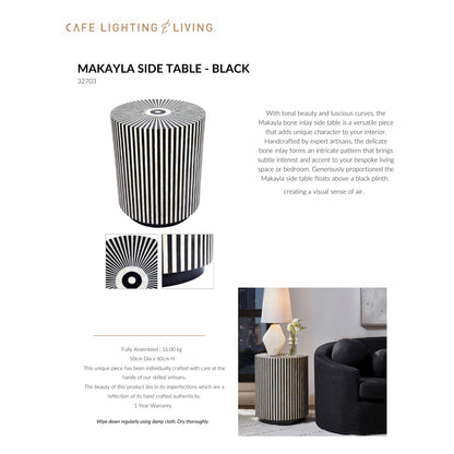 Makayla Patterned Side Table - Black Side Table Cafe Lighting & Living   