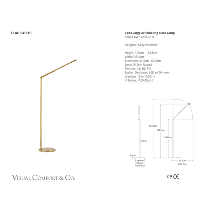 Kelly Wearstler Cona Large Articulating Floor Lamp - Antique Brass Floor Lamp Bloomingdales Lighting   