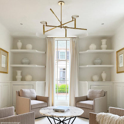 Kelly Wearstler Melange Large Floating Alabaster Disc Chandelier - Brass Pendant Light Bloomingdales Lighting   