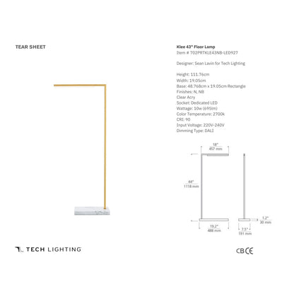 Sean Lavin Klee 43" Floor Lamp - Brass & White Marble Floor Lamp Bloomingdales Lighting   