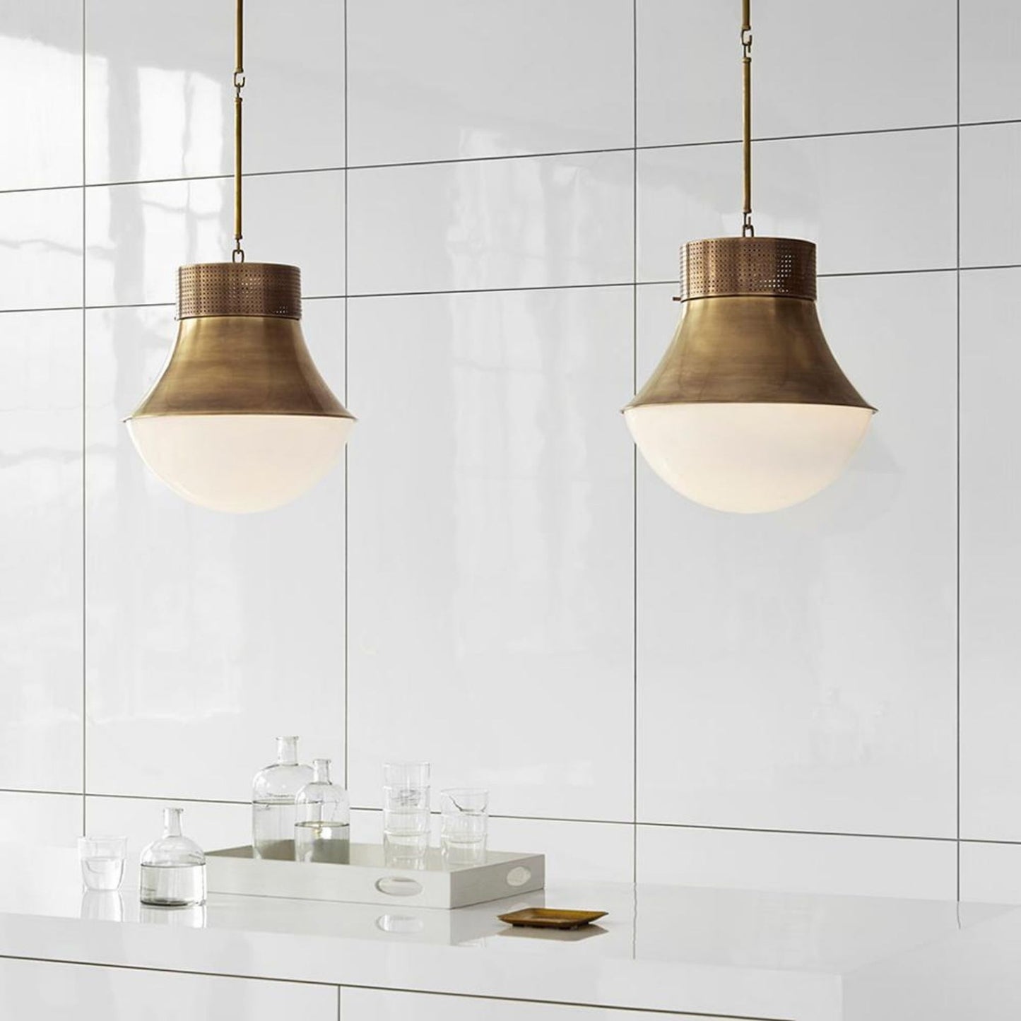 Kelly Wearstler Precision Large Pendant Light - Brass & White Glass Pendant Light Bloomingdales Lighting   