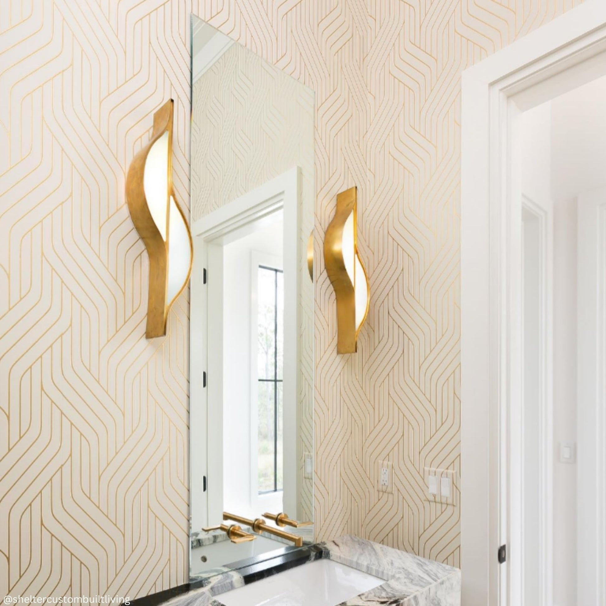 Kelly Wearstler Avant Large Curved Frosted Glass Wall Sconce - Brass Wall Light Bloomingdales Lighting   