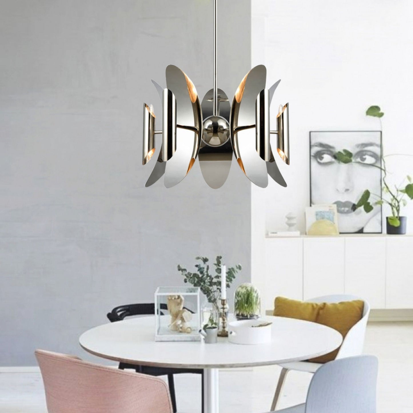 STRATO Abstract Hardware With Stainless Steel Pendant Light - Polished Nickel Pendant Light CLA Lighting   