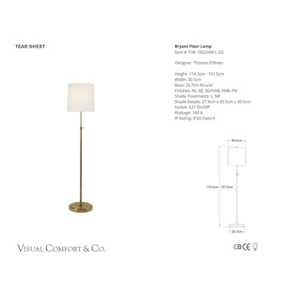 Thomas O'Brien Bryant Linen Floor Lamp - Brass Floor Lamp Bloomingdales Lighting   