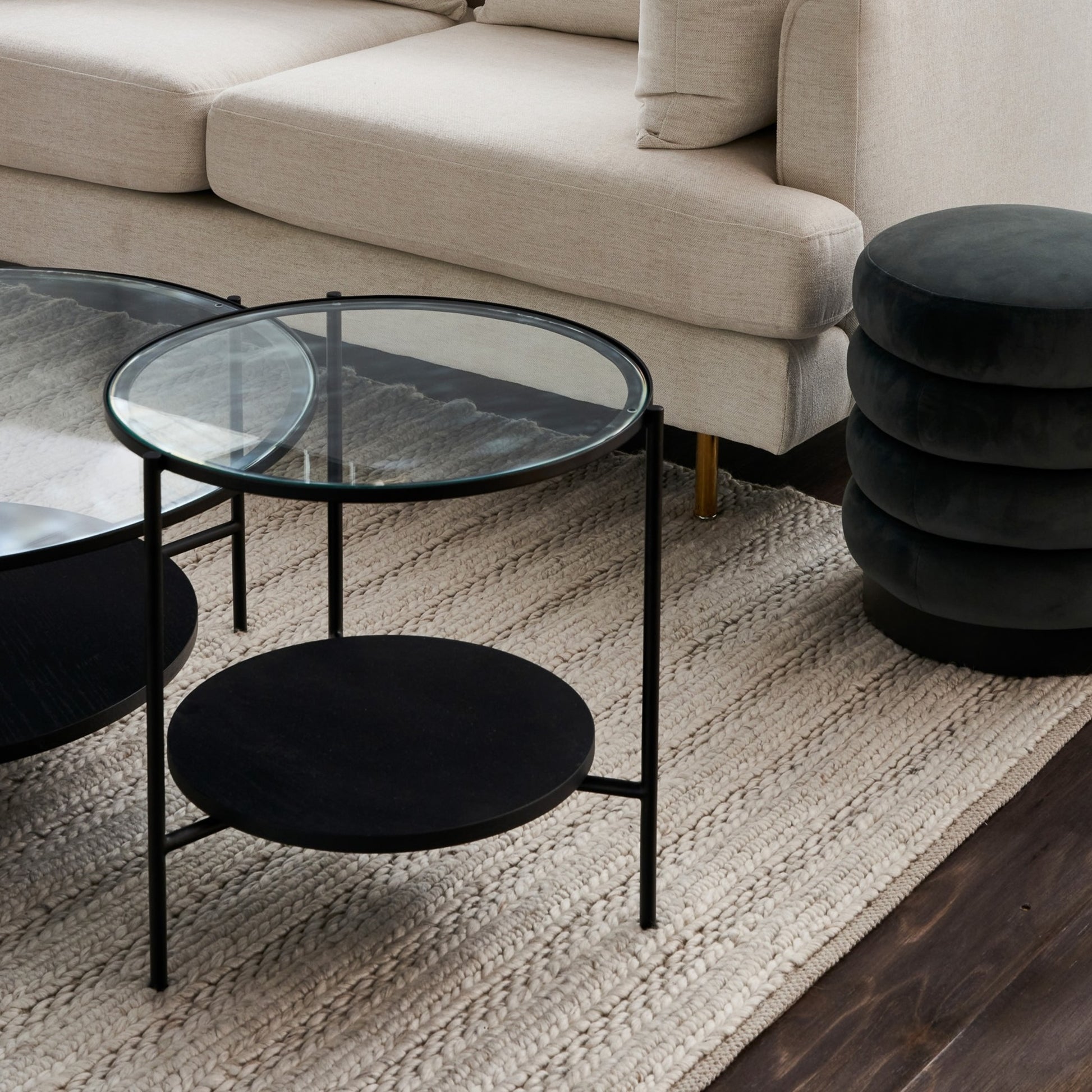 Chester Round Glass Coffee Table - Black Coffee Table M+Co Living