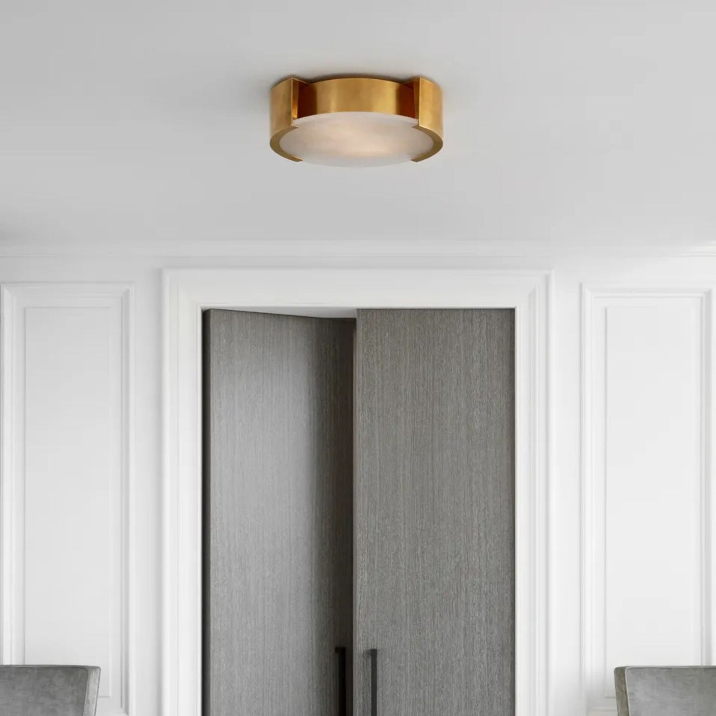 Kelly Wearstler Melange Large Alabaster Flush Mount Ceiling Light - Brass Ceiling Flush Mount Bloomingdales Lighting