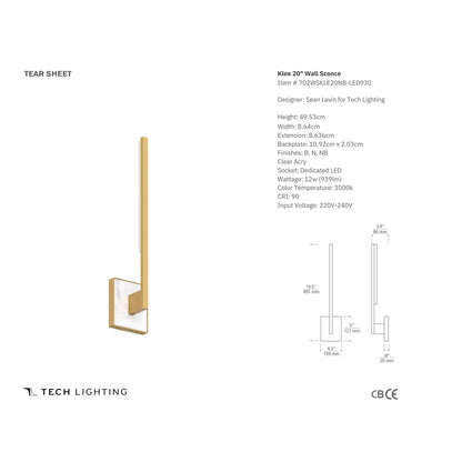 Sean Lavin Klee 20" White Marble Wall Sconce - Brass Wall Light Bloomingdales Lighting   