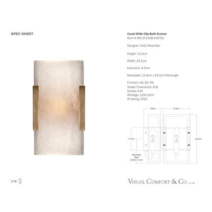 Kelly Wearstler Covet Wide Clip Alabaster Wall Sconce - Brass Wall Light Bloomingdales Lighting   