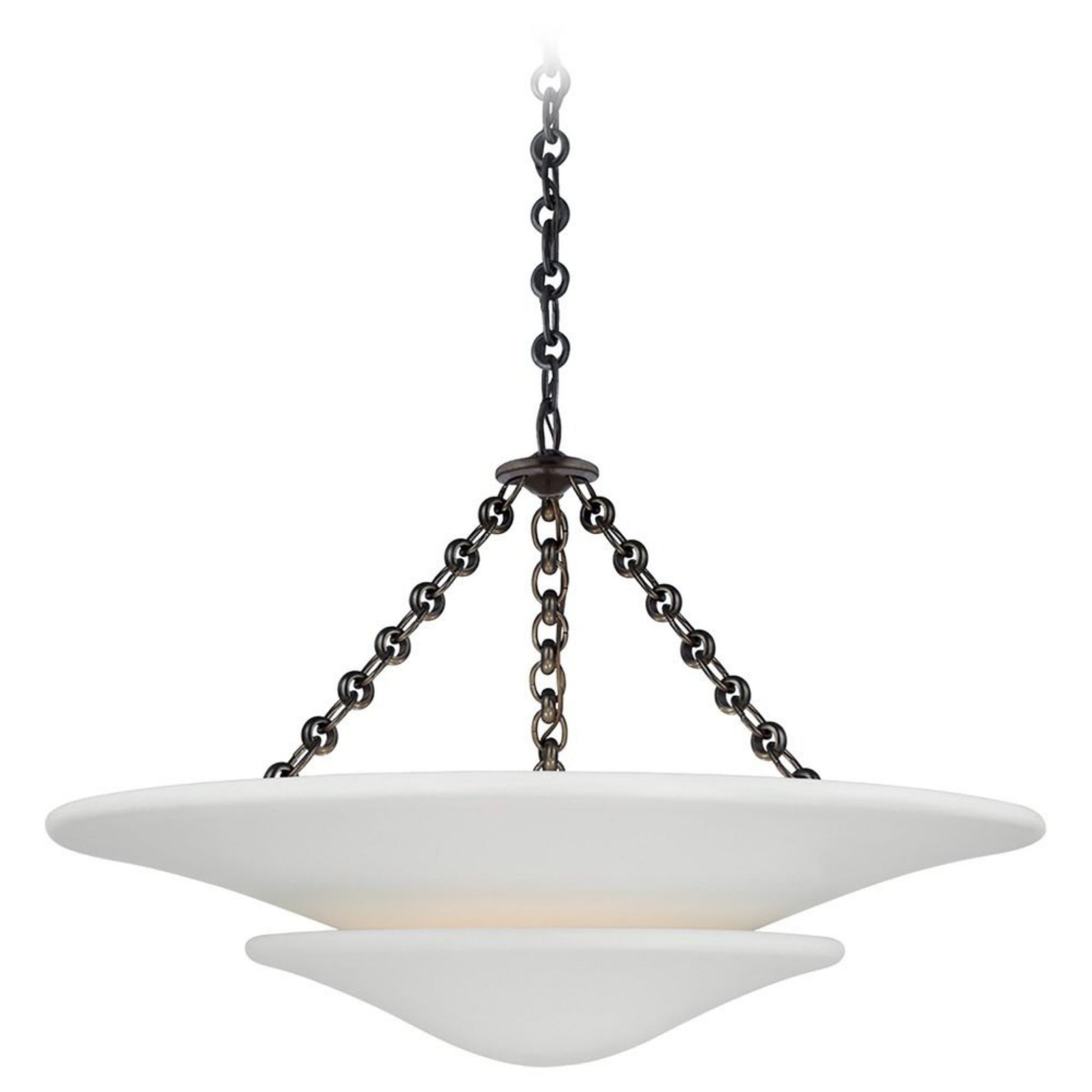 AERIN Mollino Plaster White Medium Tiered Chandelier - Bronze Pendant Light Bloomingdales Lighting   