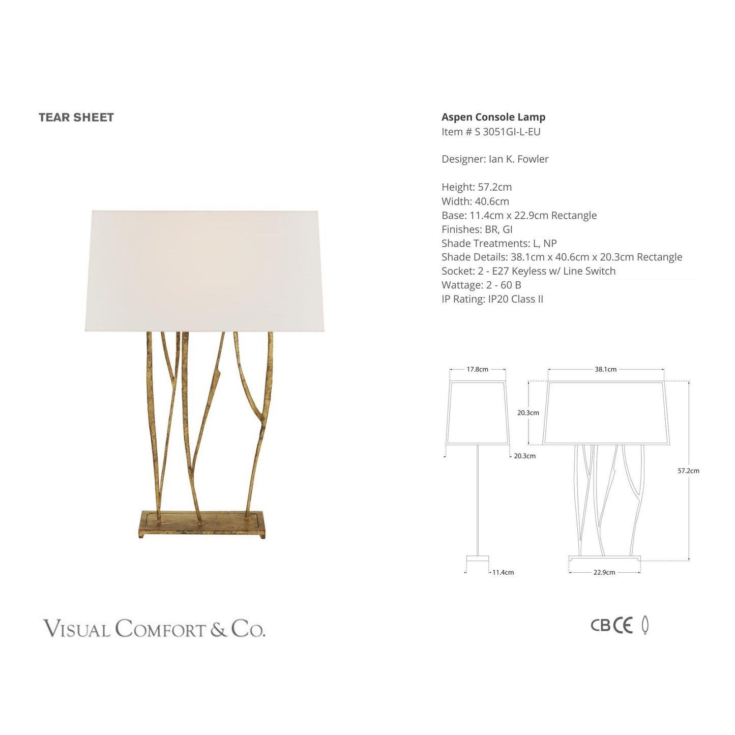 Ian K. Fowler Aspen Tree Branch Console Lamp - Gilded Iron Table Lamp Bloomingdales Lighting   