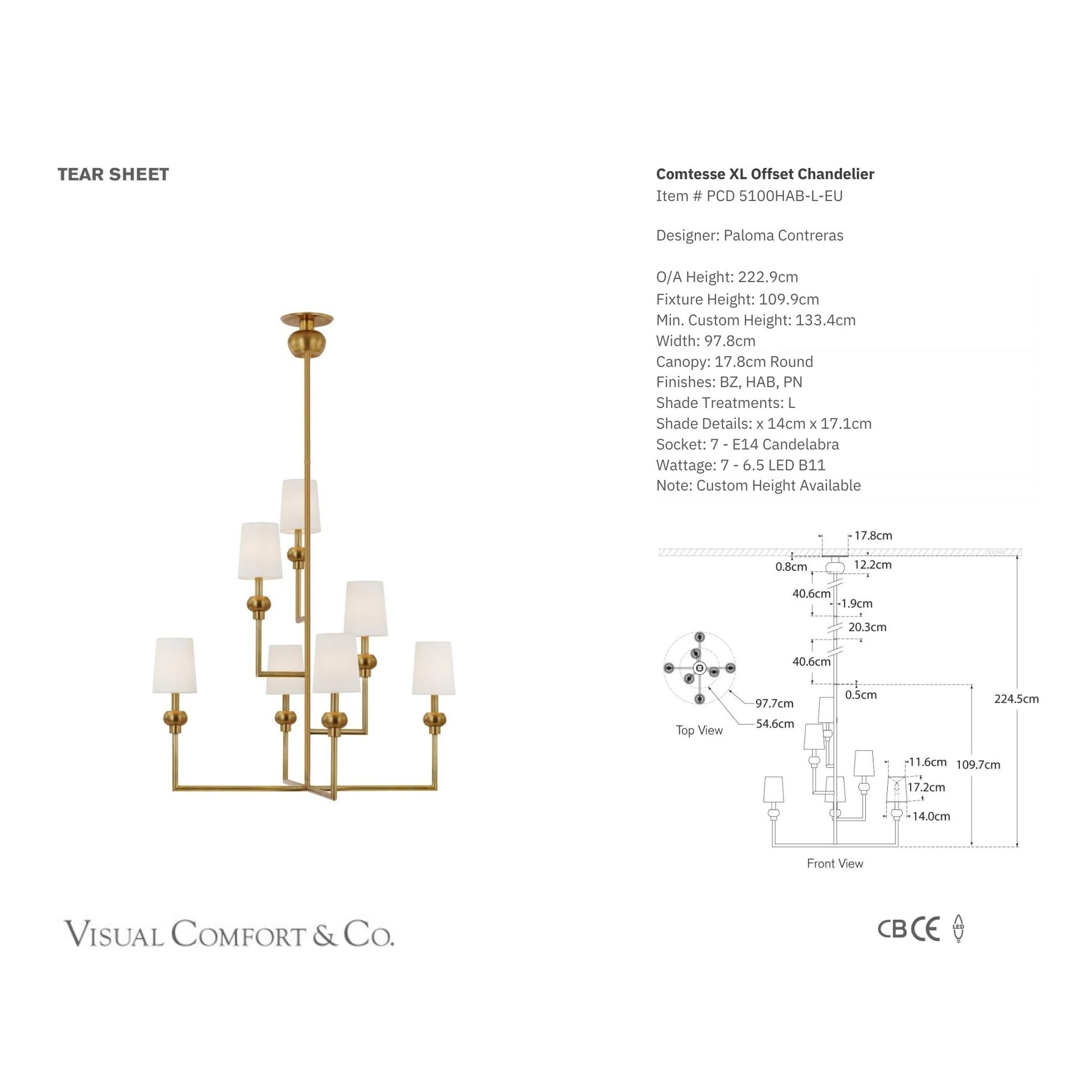 Paloma Contreras Comtesse XL Brass Offset Chandelier Pendant Light Bloomingdales Lighting   