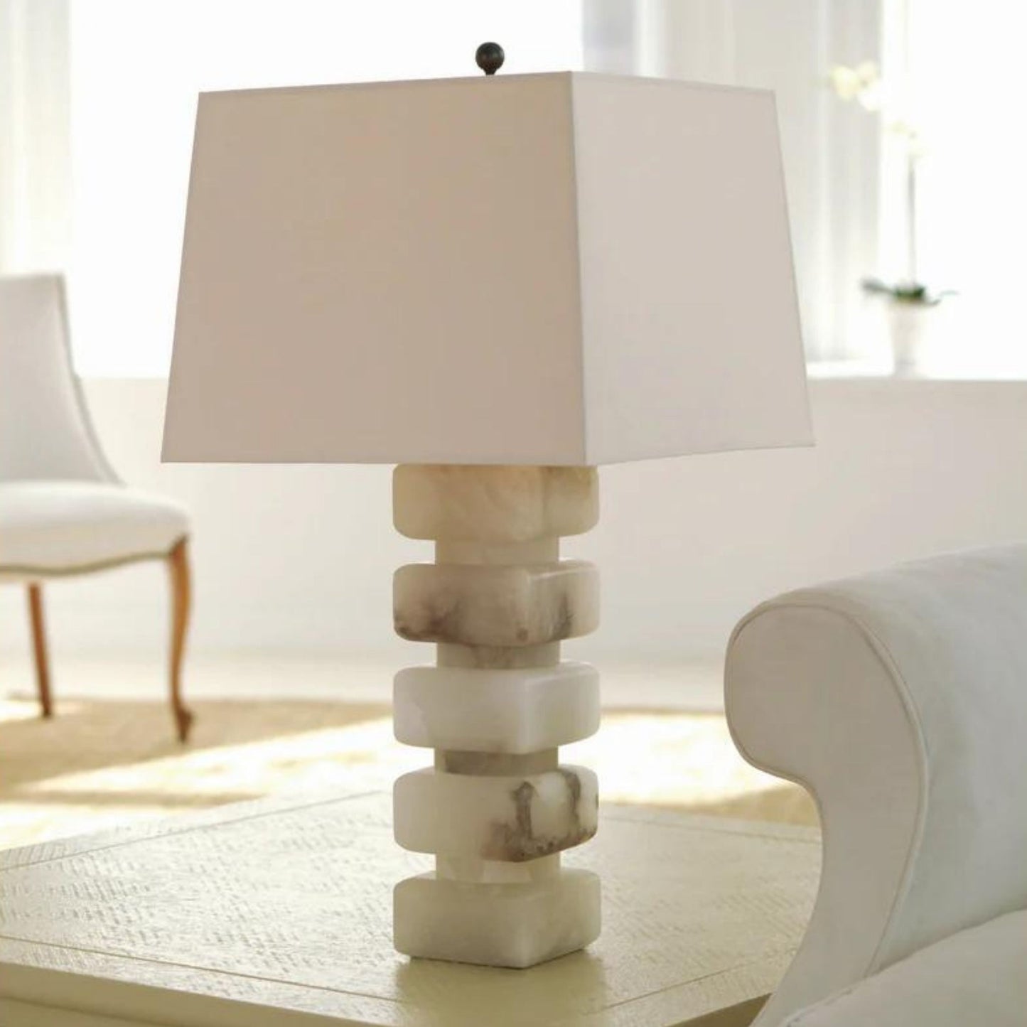 E. F. Chapman Stacked Alabaster Table Lamp Table Lamp Bloomingdales Lighting   