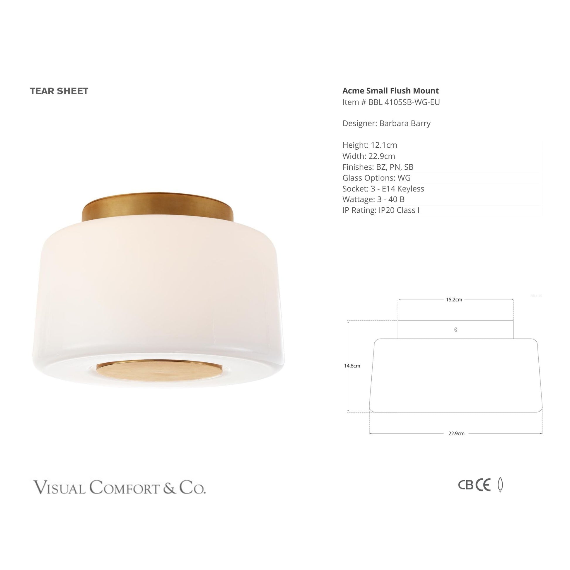 Barbara Barry Acme Small Flush Mount Ceiling Light - Soft Brass Ceiling Flush Mount Bloomingdales Lighting