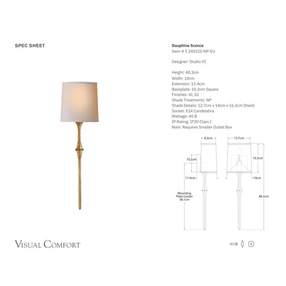 Studio VC Dauphine Natural Paper Wall Sconce - Gilded Iron Wall Light Bloomingdales Lighting   