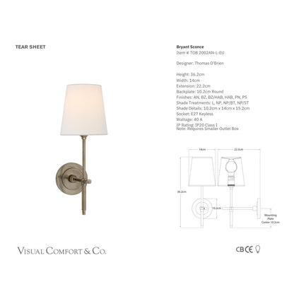 Thomas O'Brien Bryant Wall Sconce - Nickel Wall Light Bloomingdales Lighting   