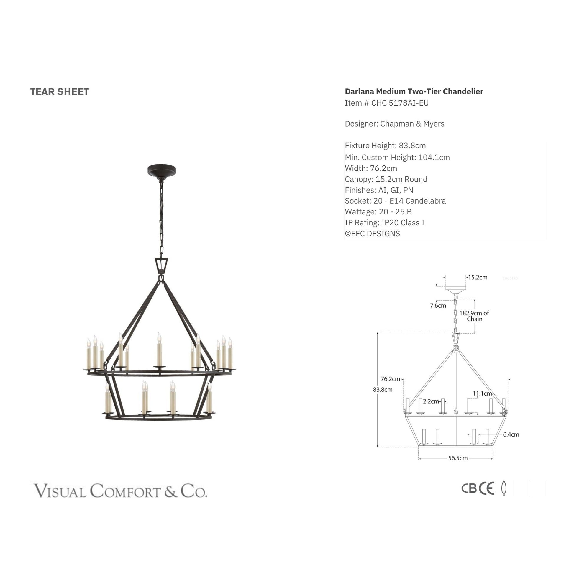 Chapman & Myers Darlana Medium Aged Iron Two-Tier Chandelier Pendant Light Bloomingdales Lighting   