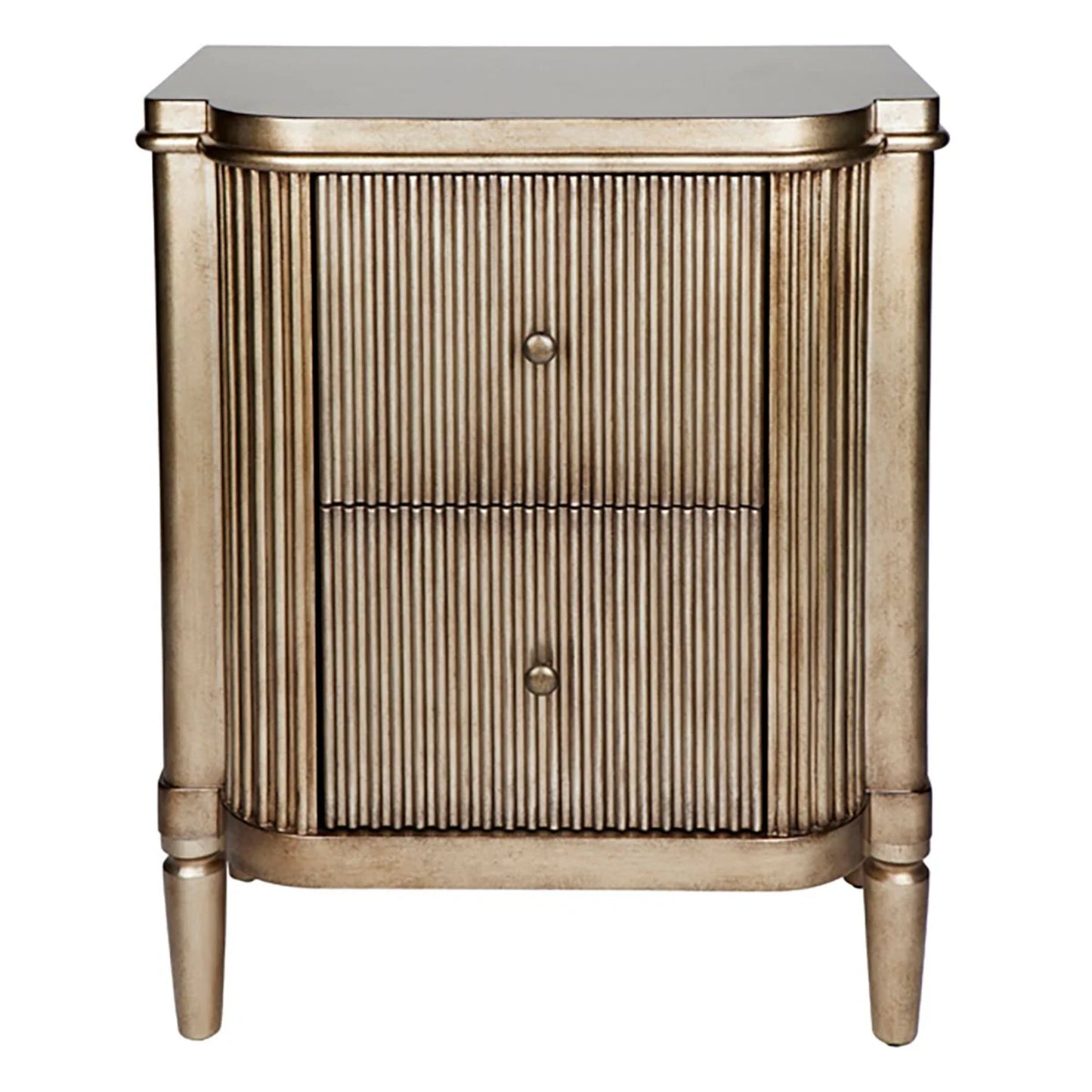 Arielle Ribbed Timber Bedside Table - Antique Gold Bedside Table Cafe Lighting & Living Retro Antique Gold  