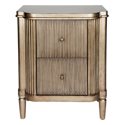 Arielle Ribbed Timber Bedside Table - Antique Gold Bedside Table Cafe Lighting & Living Retro Antique Gold  