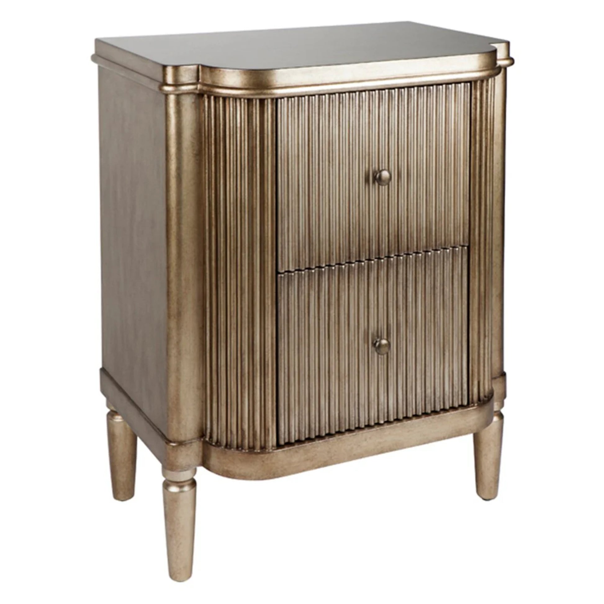 Arielle Ribbed Timber Bedside Table - Antique Gold Bedside Table Cafe Lighting & Living   