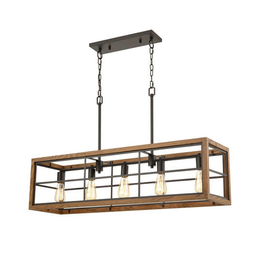 BANQUET Retro Rectangular Wood Frame Pendant Light - Oak Pendant Light CLA Lighting   