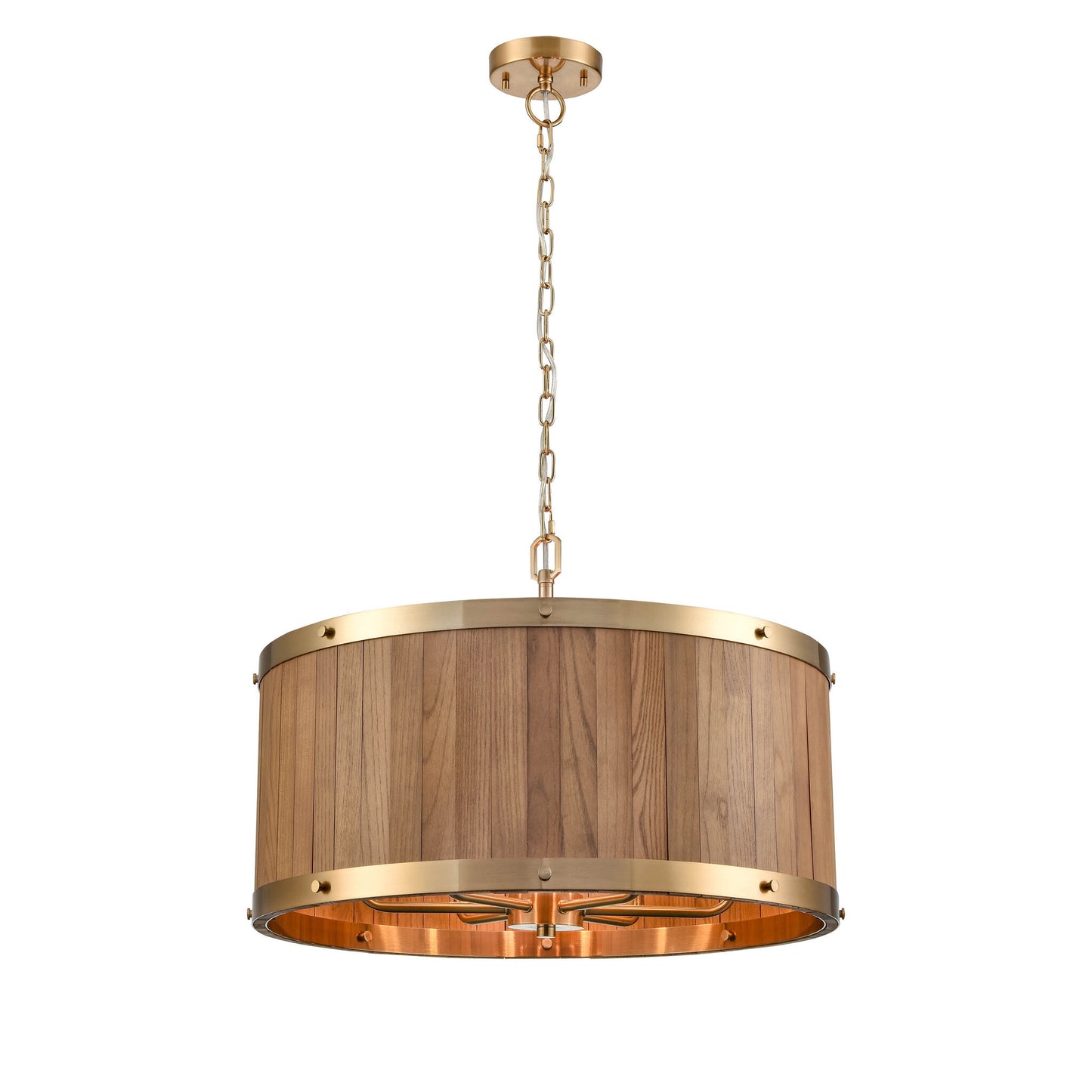 BARRIQUE Retro Large Drum Wood Pendant Light - Natural Wood Pendant Light CLA Lighting Oak  